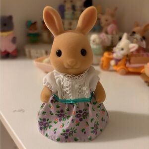 Calico Critters - Floral Dress Bunny Figurine - Large - NWOT
